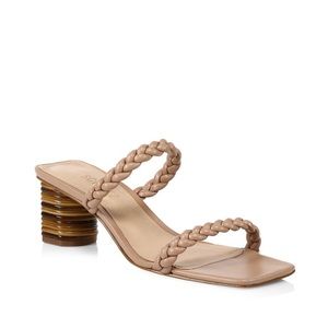 Schutz Stacked Heel Slide Sandals